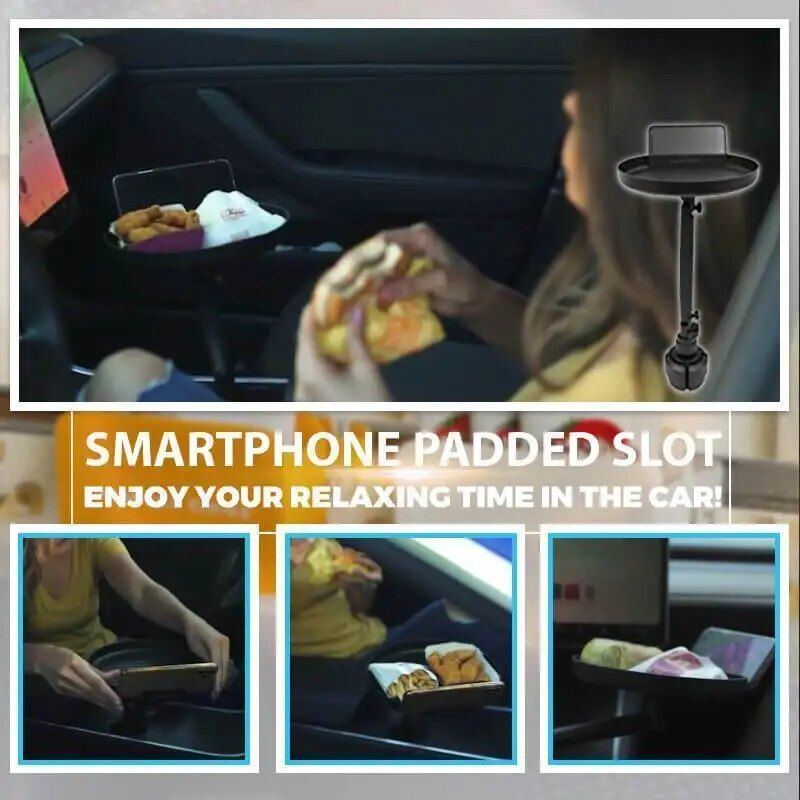 360¬∞ Swivel Car Storage Tray with Folding Dining Table & Drink Holder