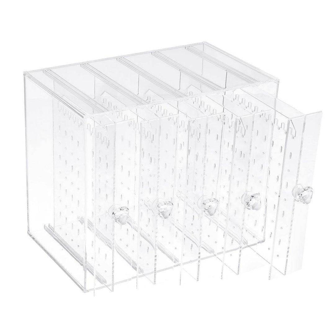 5 Trays Dustproof Transparent Acrylic Earrings Storage Box Jewelry Display Stand - MRSLM