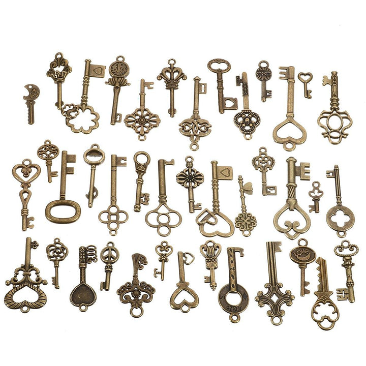 40Pcs Antique Vtg Old Look Ornate Skeleton Keys Lot Pendant Fancy Heart