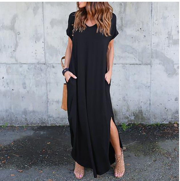 Women's Short Sleeved Maxi Dress