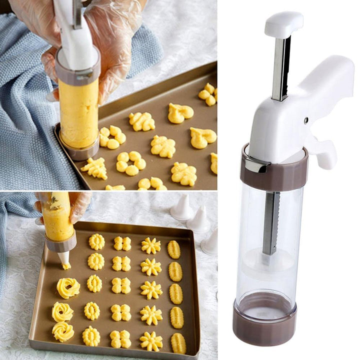 Cookie Press Kit Cookie Press Making Gun Biscuits Cake Mold Cookie Press Maker Machine (Coffee)