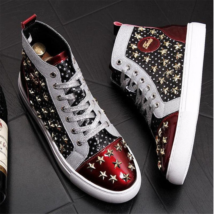 High-top punk studded casual shoes