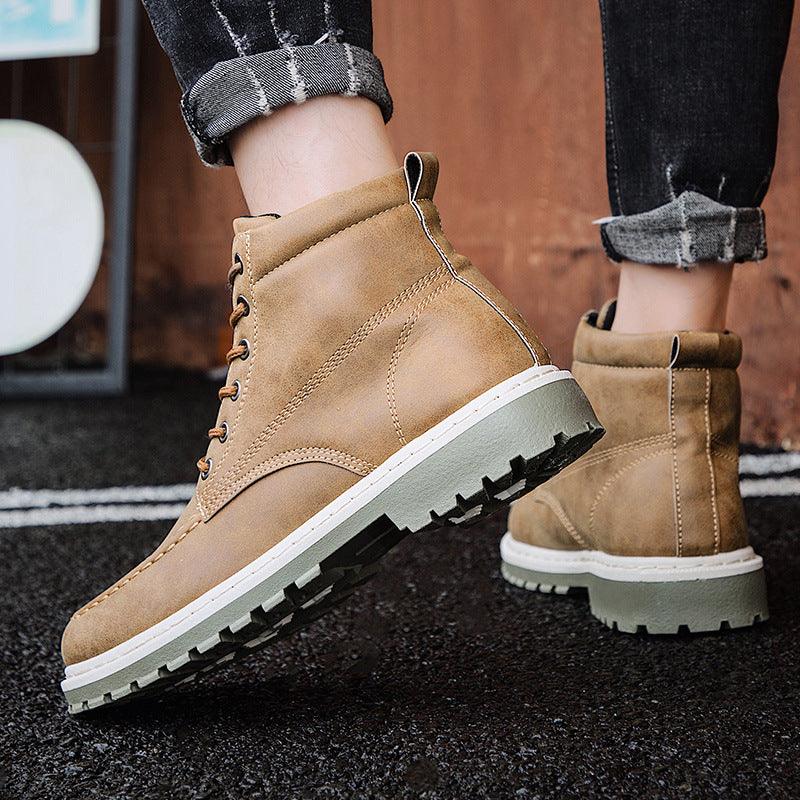 2021 autumn new men's Martin boots trend high-top men's boots locomotive British men's shoes leather tooling boots students