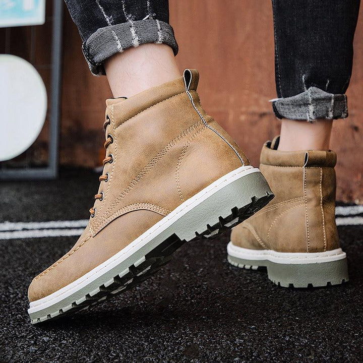 2021 autumn new men's Martin boots trend high-top men's boots locomotive British men's shoes leather tooling boots students