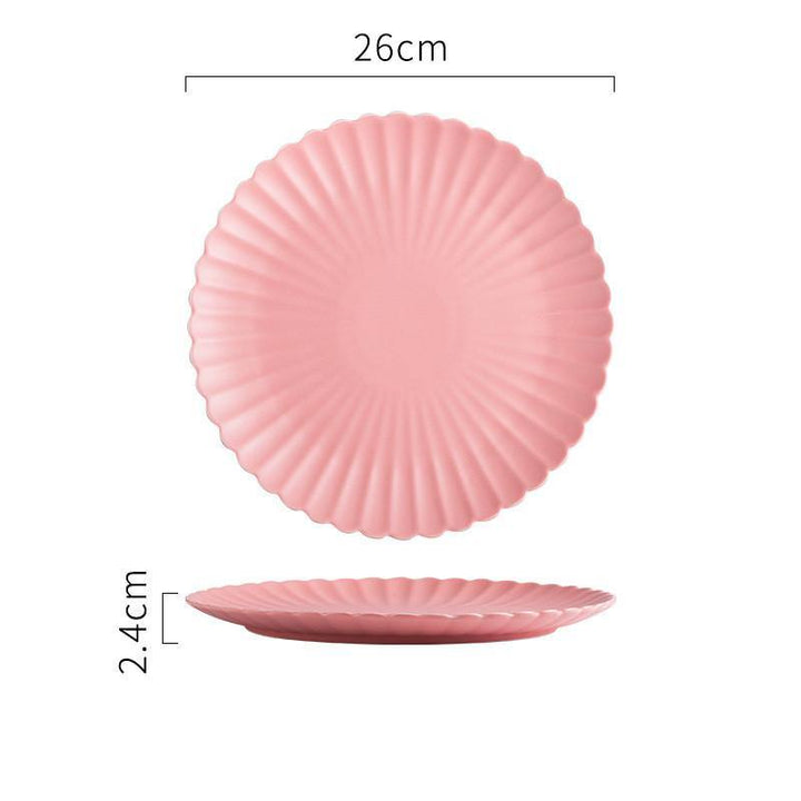 Creative Simple Solid-color Ceramic Plate Fruit Cake Plate Round Beef Steak Western Plate - MRSLM