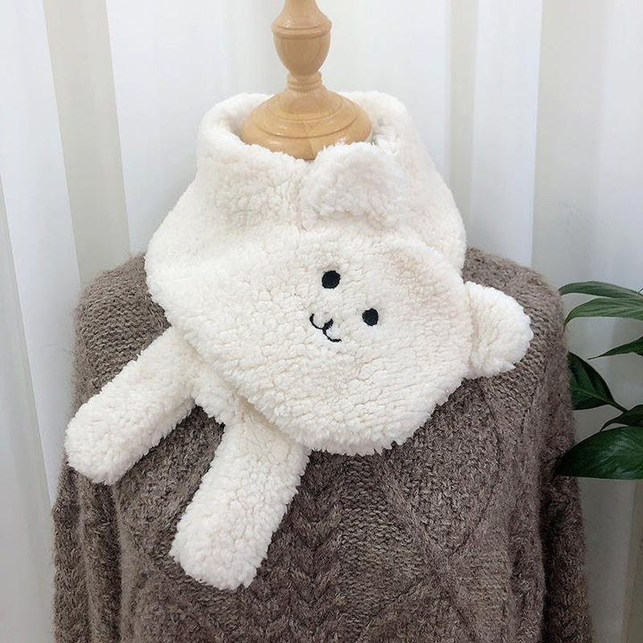 Winter Women Novelty Warm Cute Bear Plush Scarf Lamb Wool - MRSLM