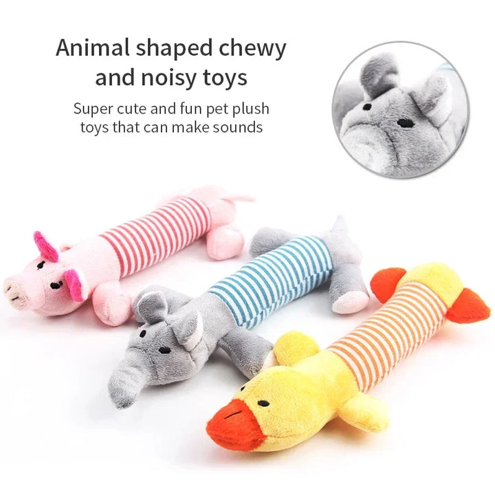 Durable Squeaky Plush Dog Toy for Teeth Cleaning and Play