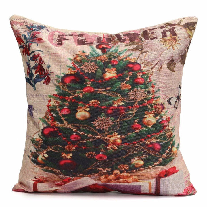 43X43cm Christmas Tree Snowmen Gift Fashion Cotton Linen Pillow Case Santa Claus Home Decor - MRSLM