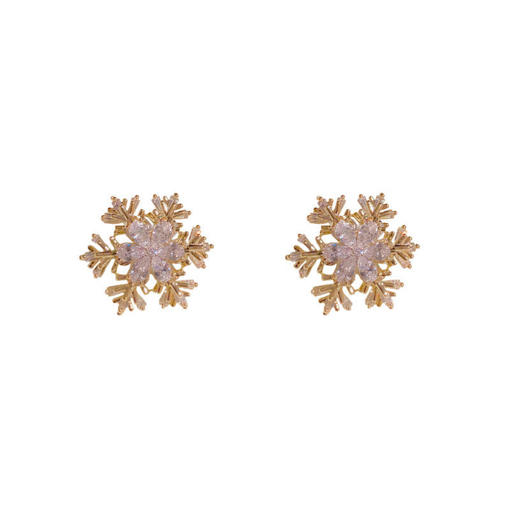 Microencrusted Zircon Snowflake Rotatable Ear Studs