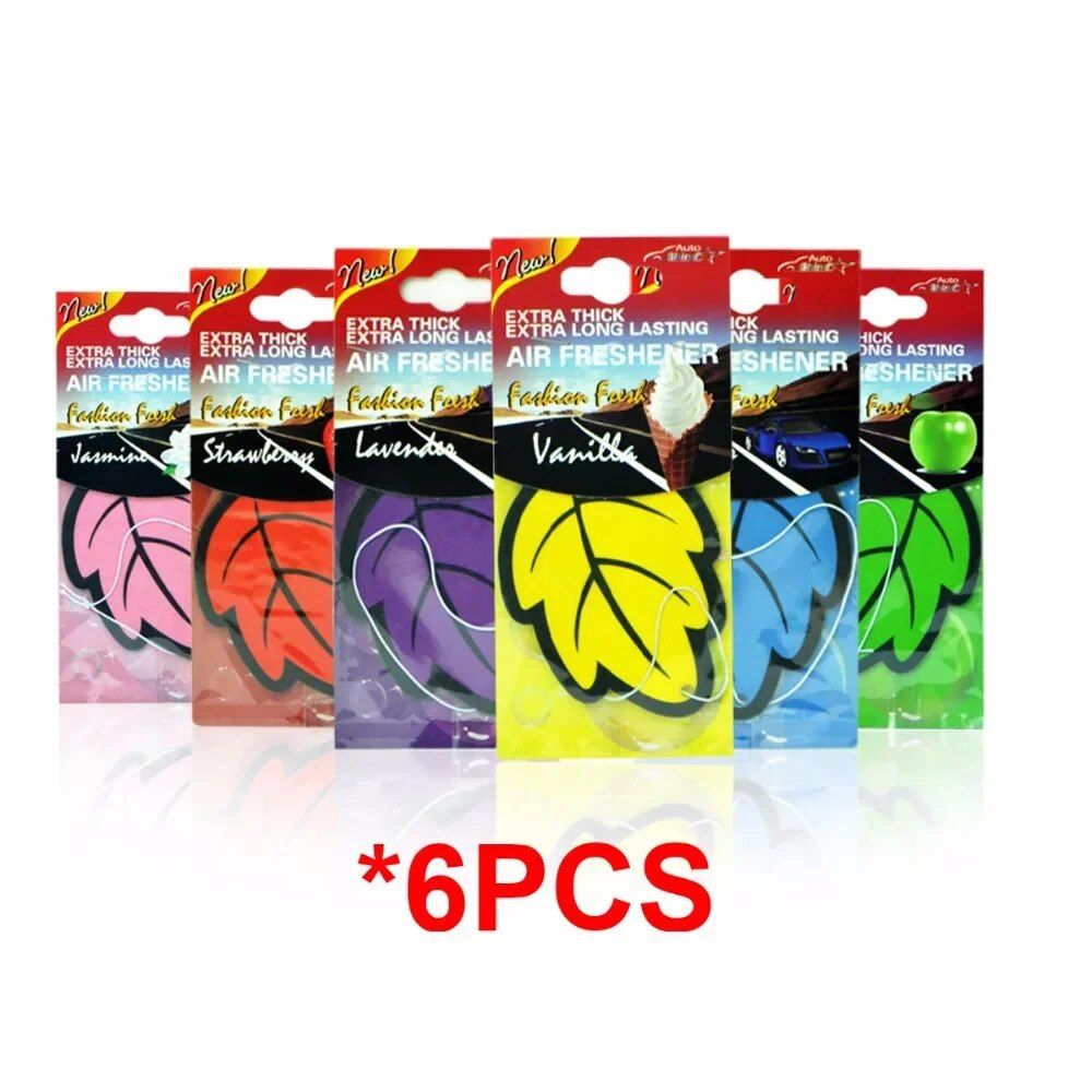 6-Piece Vanilla Scented Leaf-Shaped Car Air Freshener