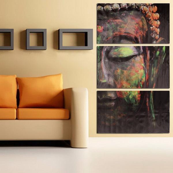 40x60cm Buddha Statues Triple Frameless Canvas Prints Oil Painting Wall Art Home Decoration