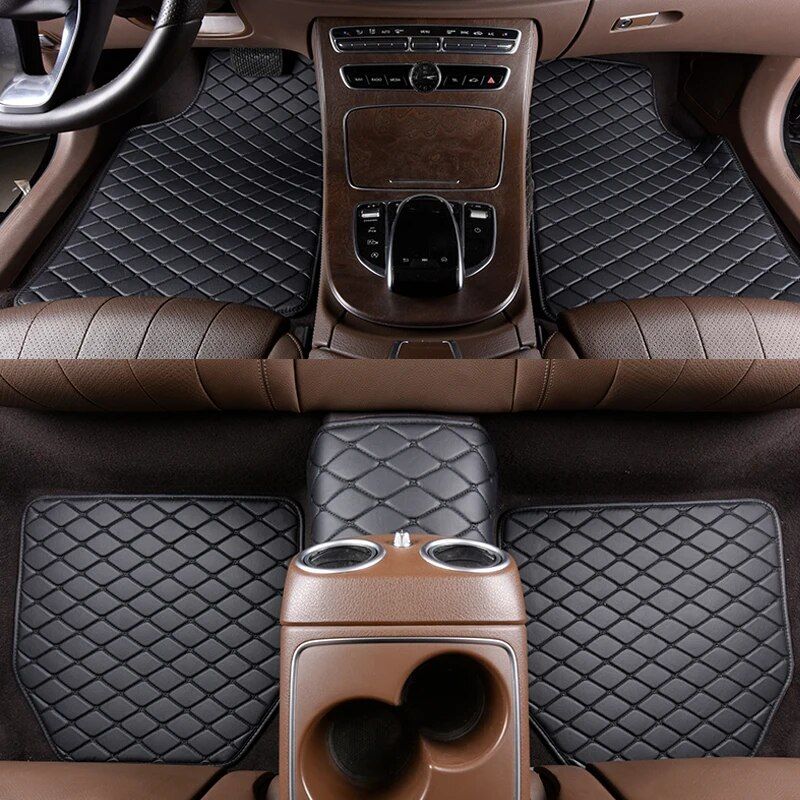 Universal Luxe Leather Car Floor Mats - Waterproof & Scratch-Resistant 5Pc Set