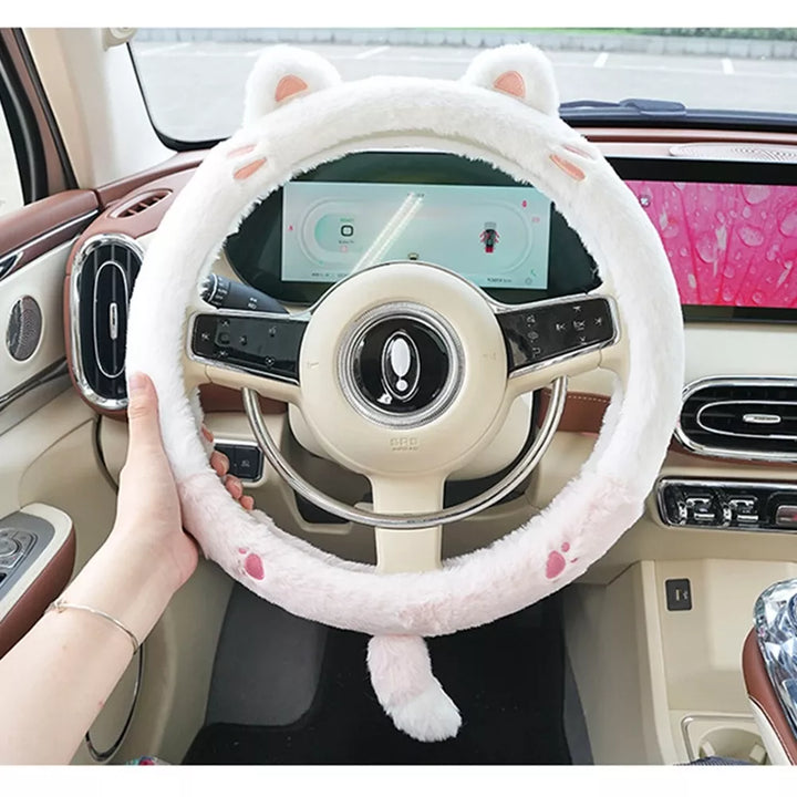 New Cute Lovely Animal Fluff Leather Steering Wheel Covers