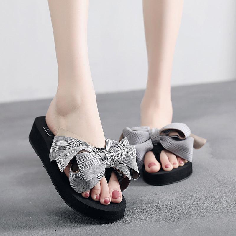 Women's Cake Thick Bottom All-match Big Bow Cute Flip Flops