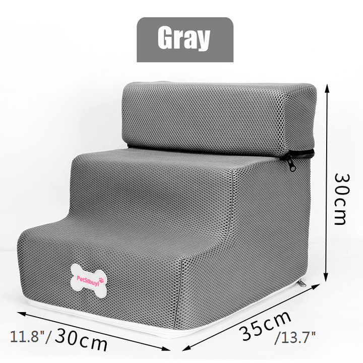 30x35x30CM 3 Steps Dog Stairs For High Bed Pet Cat Ramp Ladder W/ Removable Top - MRSLM