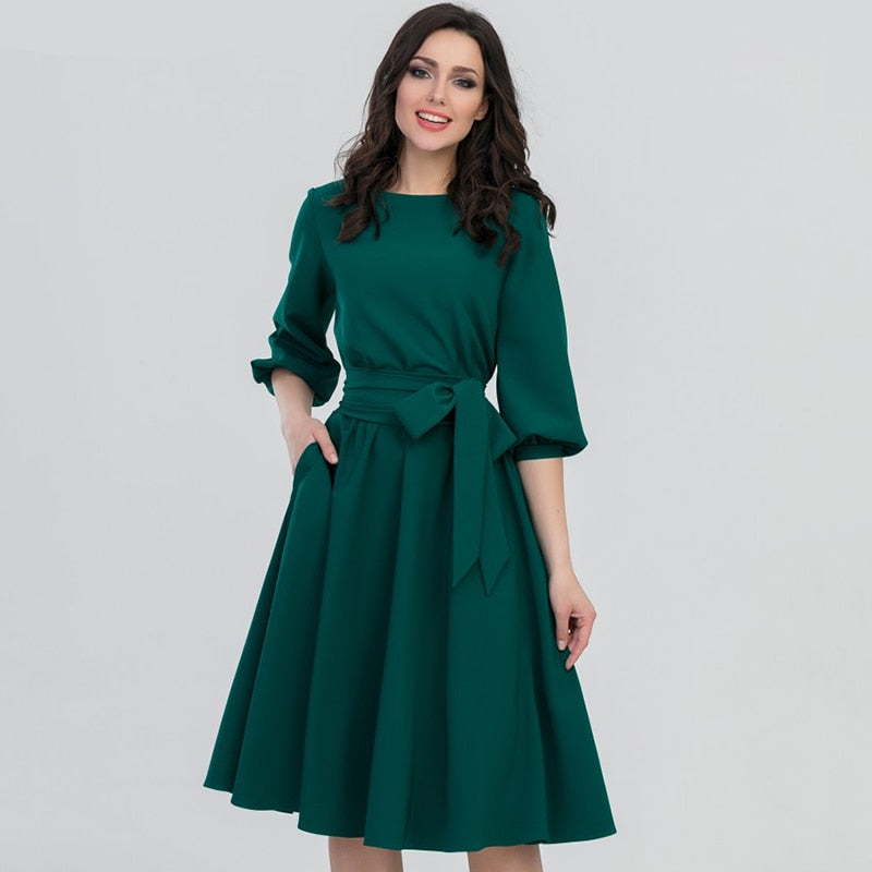 Women's Lantern Sleeve A-Line Dress