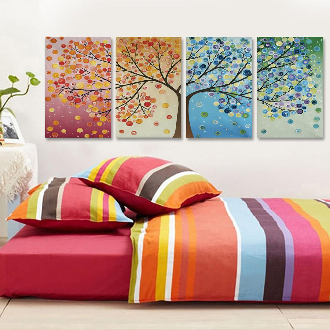 4pcs Canvas Wall Art Painting 40*60cm Hanging Pictures Season Trees Living Hall Decoration Supplies no Frame