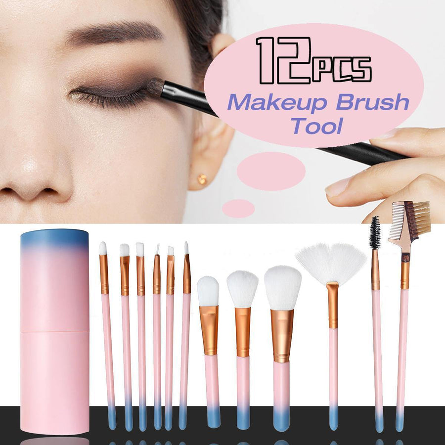 12Pcs Makeup Brushes Set Foundation Powder Eyeshadow Cosmetic Brush Tools - MRSLM