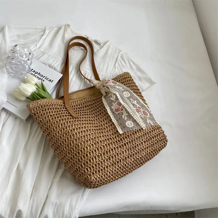 Handmade Large Woven Straw Tote Bag