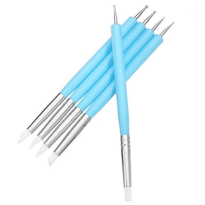 5 X 2 Way Ball Styluses Dotting Tools Silicone Color Shaper Brushes Pen for Polymer Clay Pottery