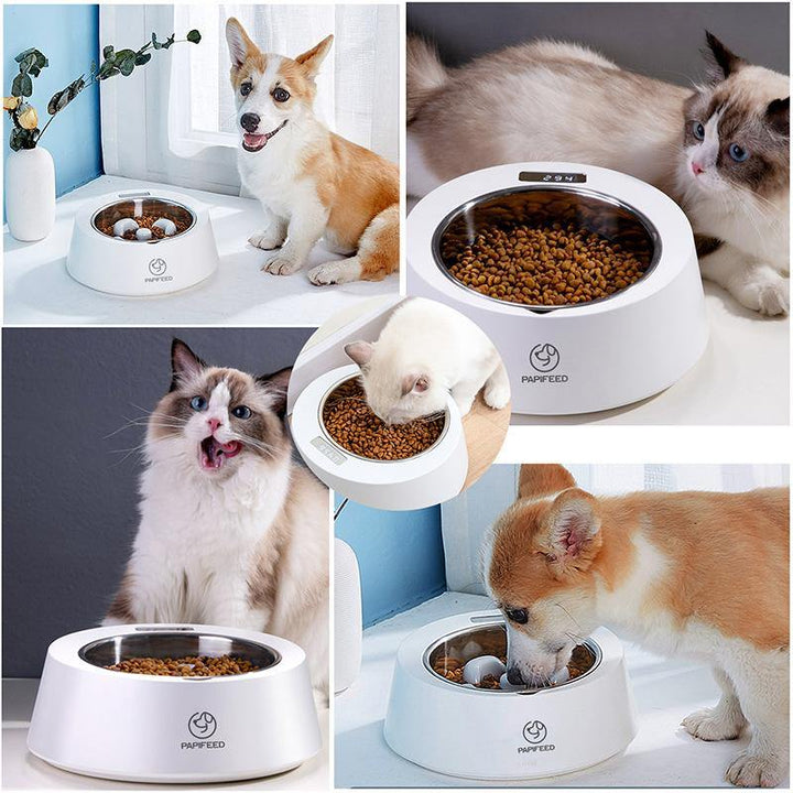 Pet Dog Bowl Slow Feeder Dog Food Bowl Smart Weighing Dog Slow Feeder Cat Pet Feeder (White)