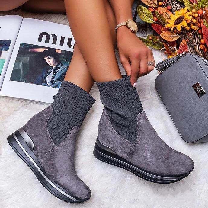 New style female student knitted wool tube Martin boots