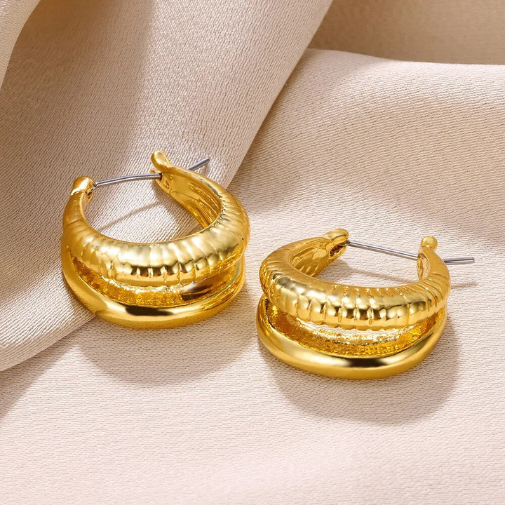 Gold Color Stainless Steel Hoop Earrings