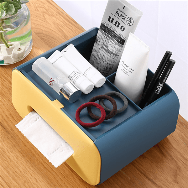 Multifunctional Desktop Tissue Storage Box Cosmetic Makeup Organizer