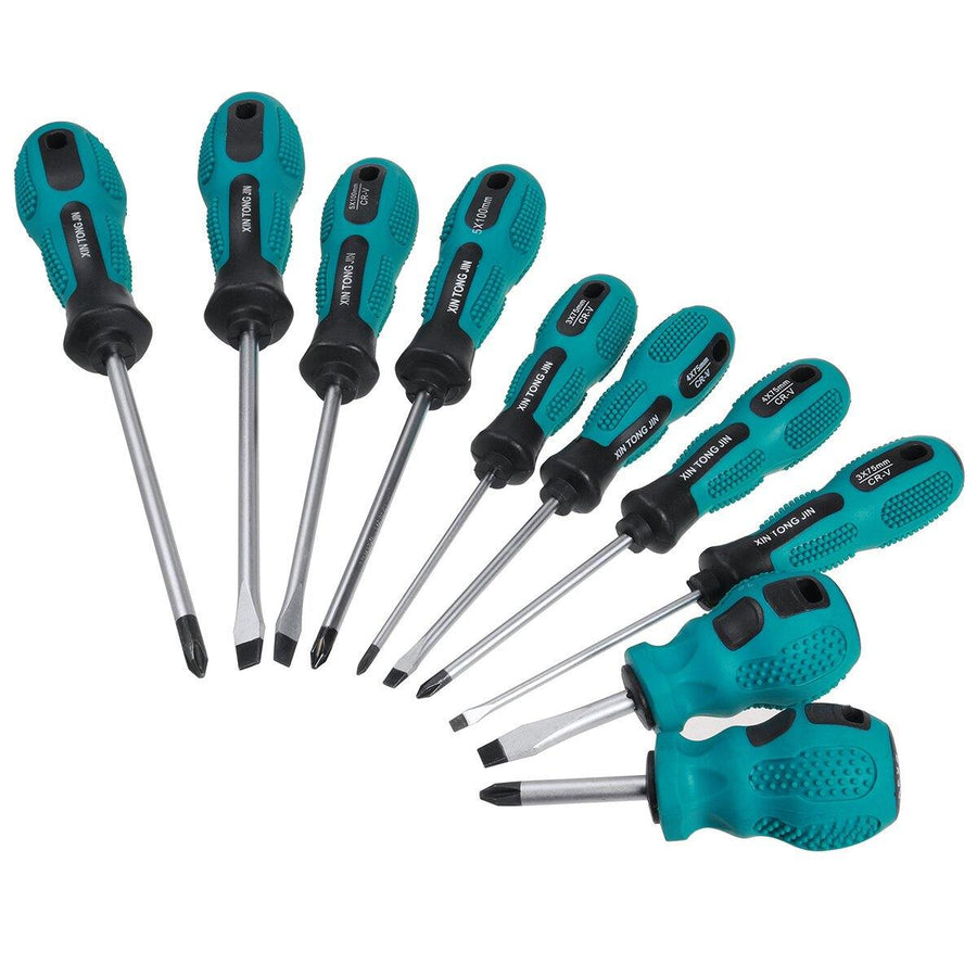 10Pcs Screwdriver Set Hardware ScrewDriver Tool Phillips Slotted Screwdriver W/ Magnetizer - MRSLM