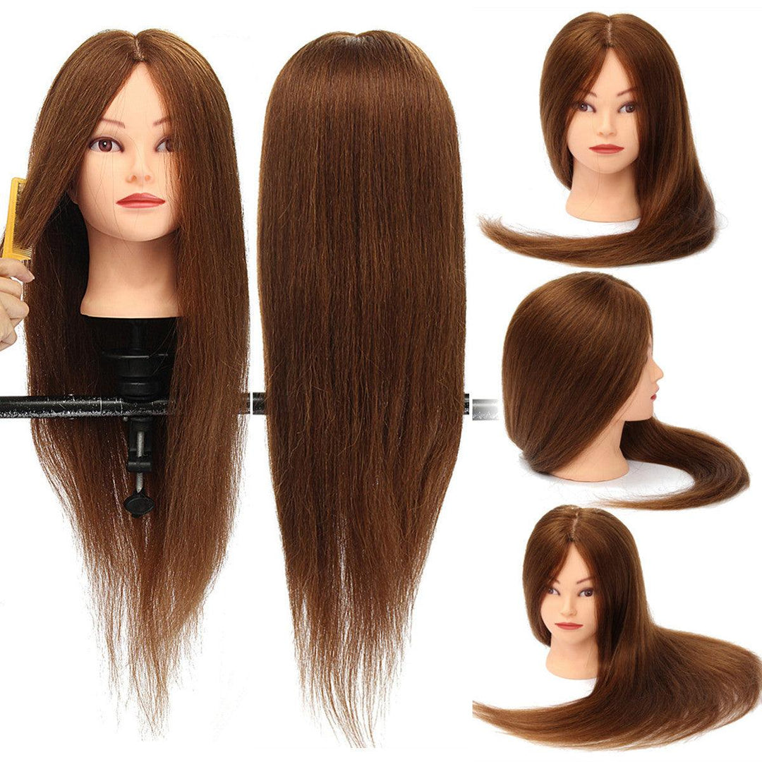 26 Inch 100% Human Hair Dark Gold Hair Head Dummy Head Practice Model Head With Bracket