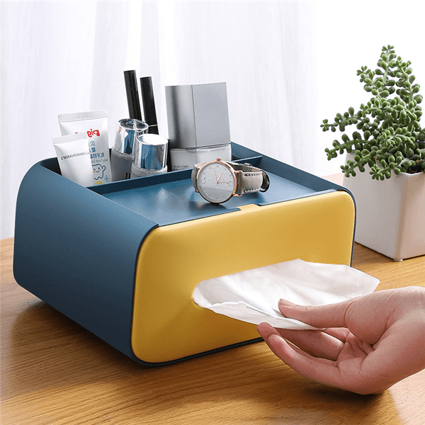 Multifunctional Desktop Tissue Storage Box Cosmetic Makeup Organizer