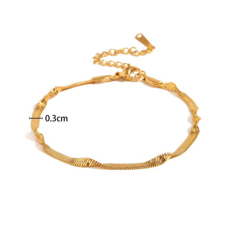 18k Gold Plated Stainless Steel Snake Chain Bracelet - Waterproof & Timeless