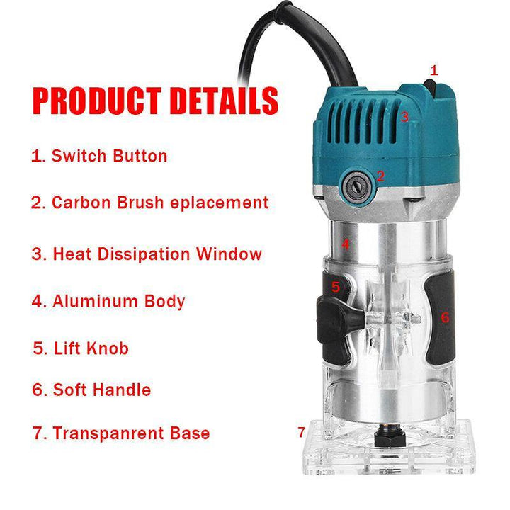 3000W Electric Handheld Trimmer Woodworking Palm Router Laminate Trimmer Tools