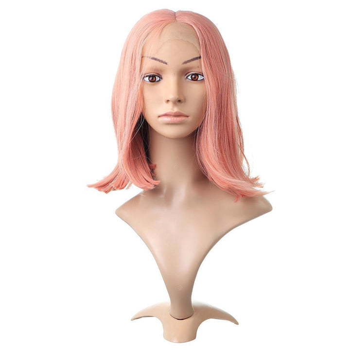 12/14 inch Pink Bob Lace Front Wig Human Hair  Pre Plucked Blonde Grey Green Ombre Short Bob Wigs