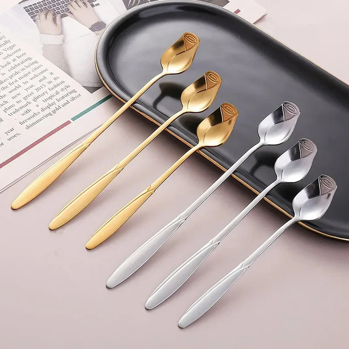 Stainless Steel Long-Handle Rose Spoon