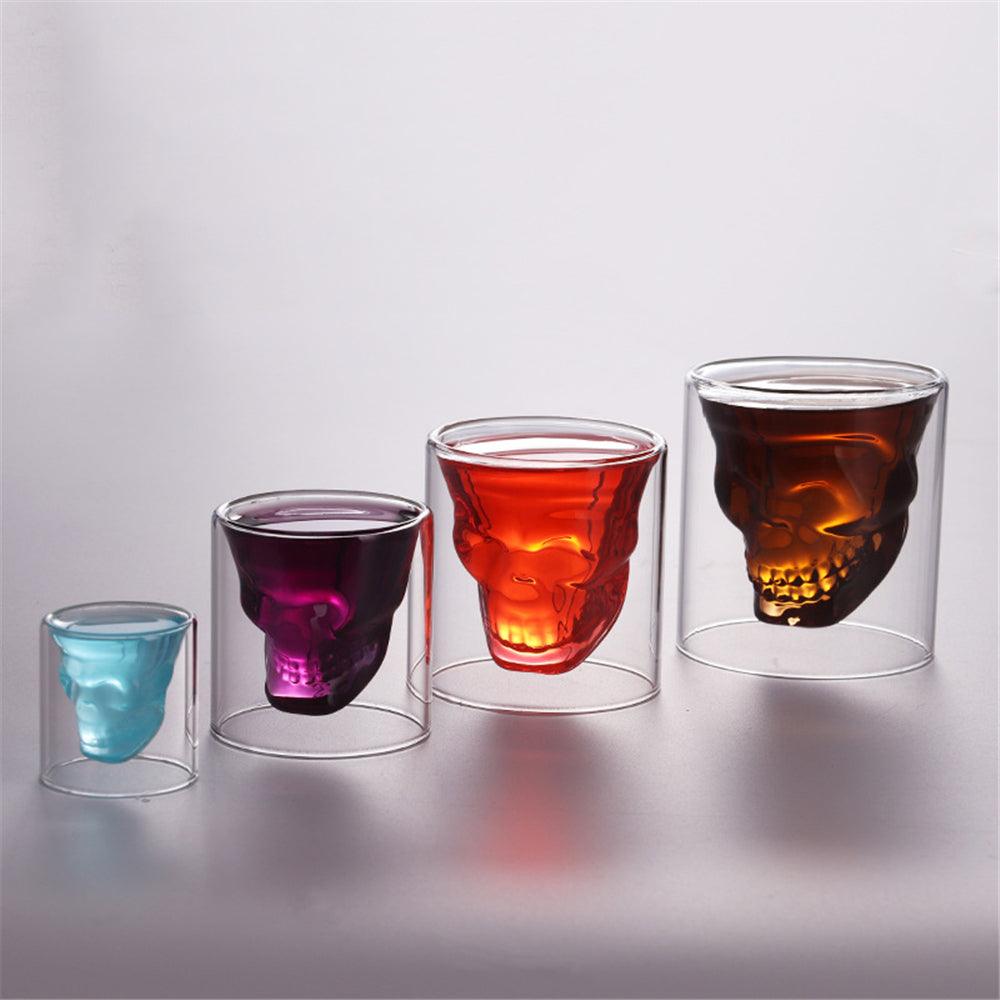 1Pcs Double Glass Skull Cup 75/150/250ml Transparent Milk Tea Coffee Water Mug Drinks Glass Reusable Tool Bar Accessories