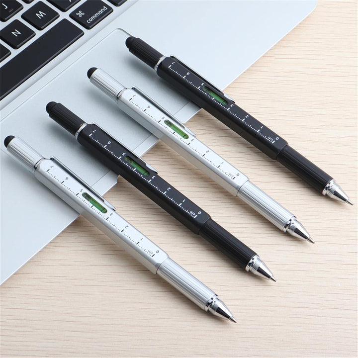 0.7mm Multi Function Level Tool Pen Square Touch Screen Rod Metal Screwdriver Ballpoint Pen Gift Tool School Office Supplies