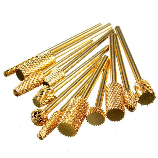 1Pcs Pro Gold Aluminium Electric Carbide Grinding Head Manicure Nail Drill File Bit