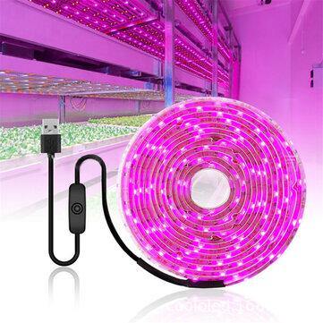 0.5/1/2/3/4/5M USB LED Grow Strip Light Waterproof 2835SMD Hydroponic Full Spectrum Indoor Plant Flower Lamp - MRSLM