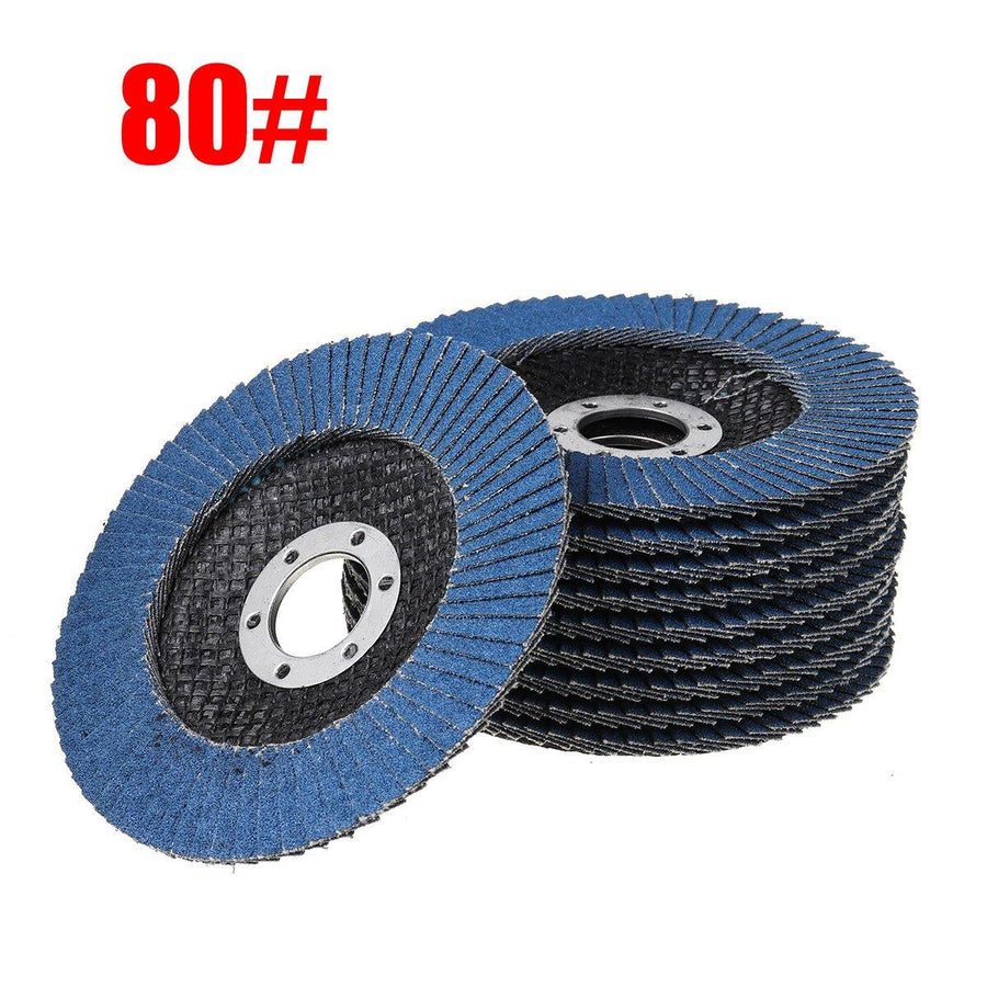 10pcs 4.5 Inch 40-120 Grit Sanding Flap Discs Frosted Sheet Blue Sand 115 Type Louvre Polishing Wheel - MRSLM