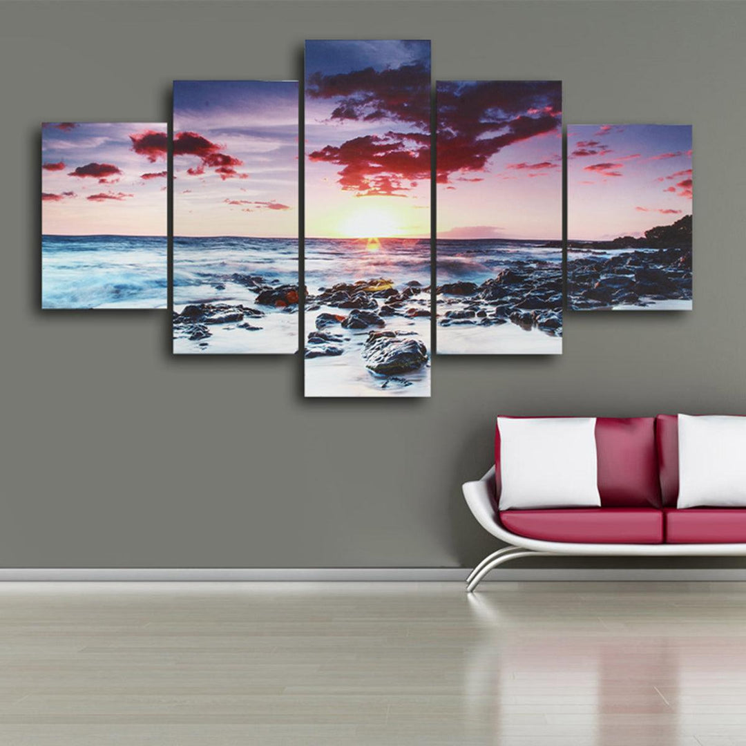 5 Piece Wall Art Canvas Sunset Sea Wall Art Picture Canvas Painting Home Decor Wall Pictures for Living Room No Framed