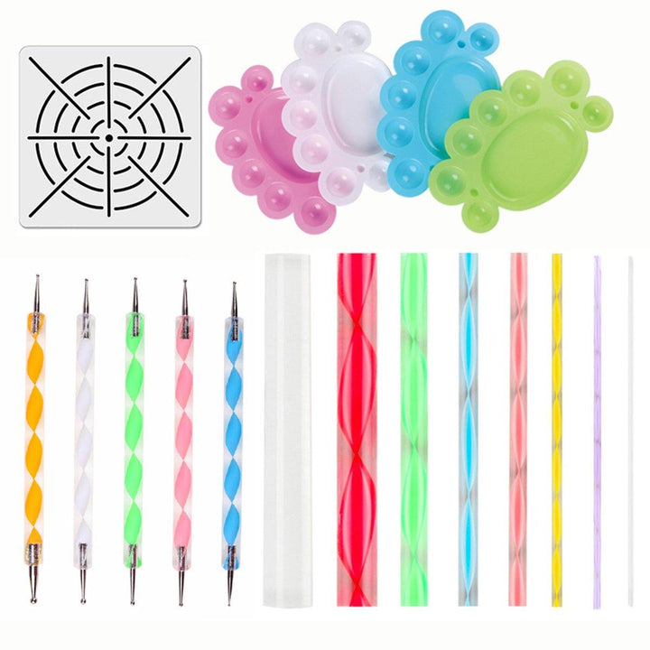 15pcs Mandala Dotting Painting Rocks Drawing Pen Stencil Paint Tray Tools Kit DIY