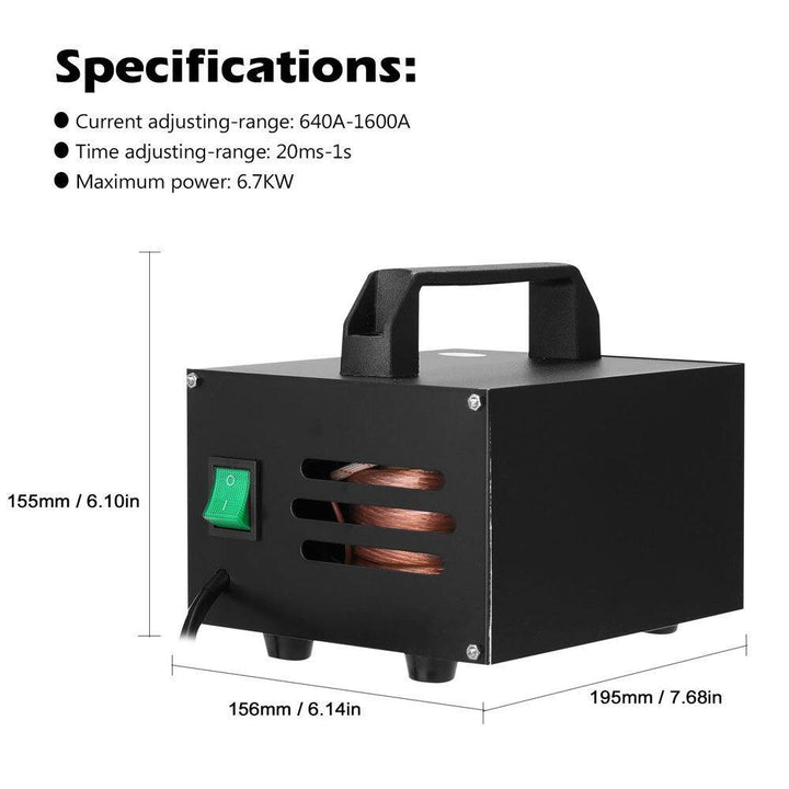 1600A Spot Welder Adjustable Microcomputer 18650 Battery Spot Welding Machine Set 20ms-1s Time for 0.25mm Nickel Plate