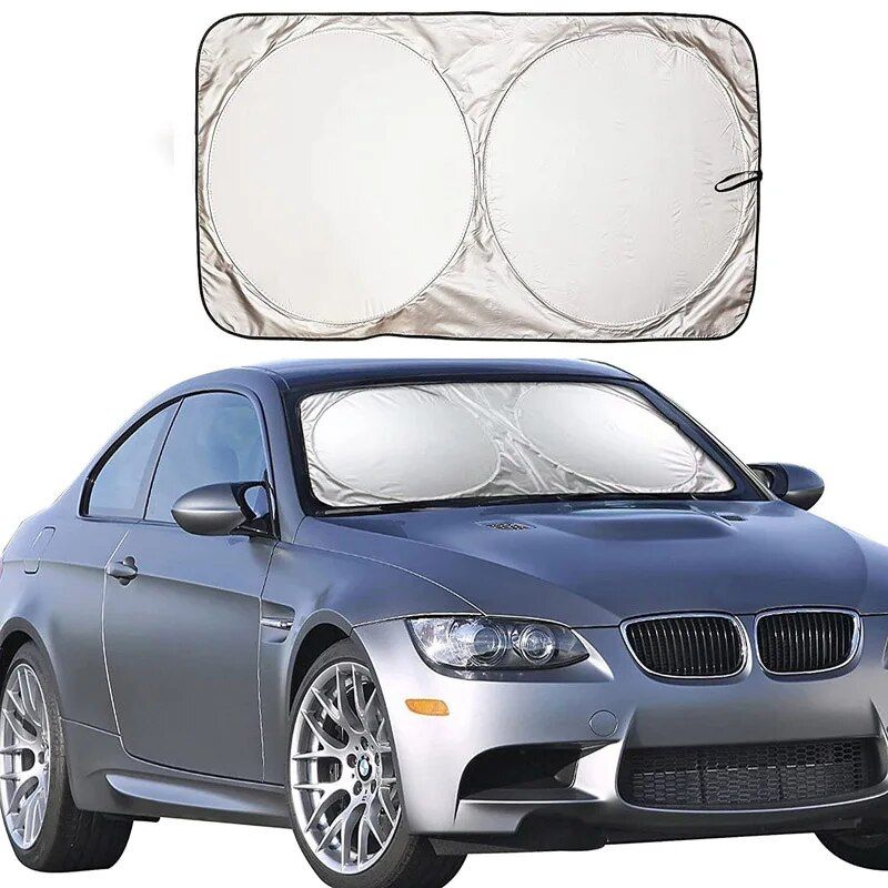 Compact Silver-Coated Car Sunshade ‚Äì UV Heat Shield & Windscreen Protector