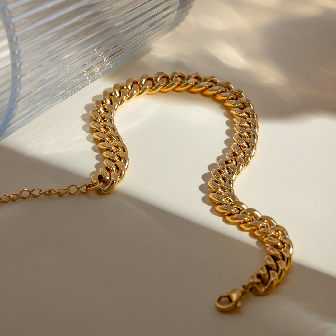 18K Gold Plated Stainless Steel Anklet with Thick Chain