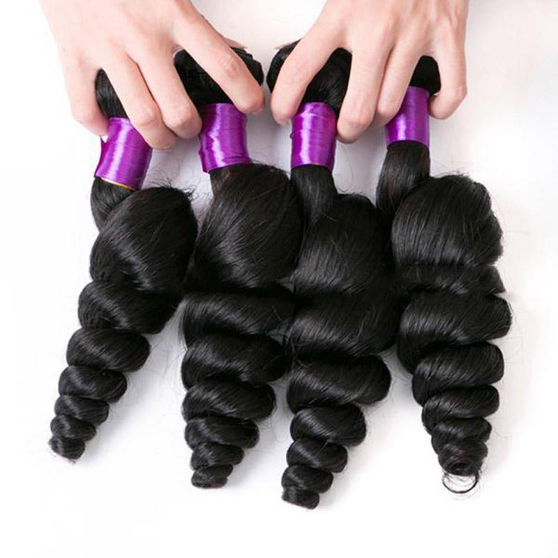 1 Bundle Brazilian Loose Wave Virgin Hair Weave Natural Black Human Hair Extensions - MRSLM