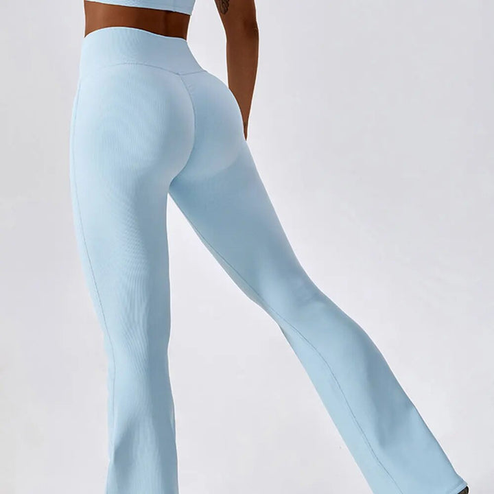 High Waist Cross-Waist Yoga Flare Leggings - Multi-Season Performance Tights