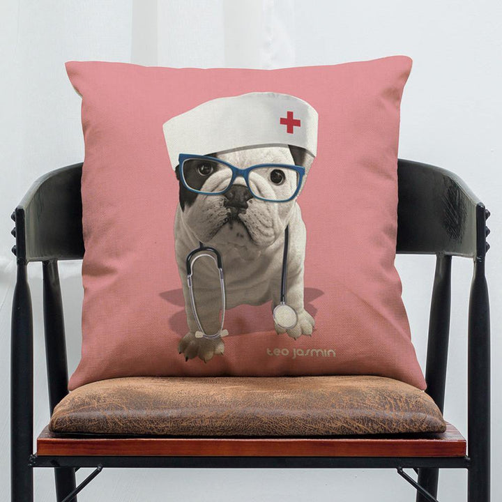 45 x 45 cm French Bulldog Printed Pillowcase Cotton Linen Sofa House Decoration Cushion Cover Pillow Case