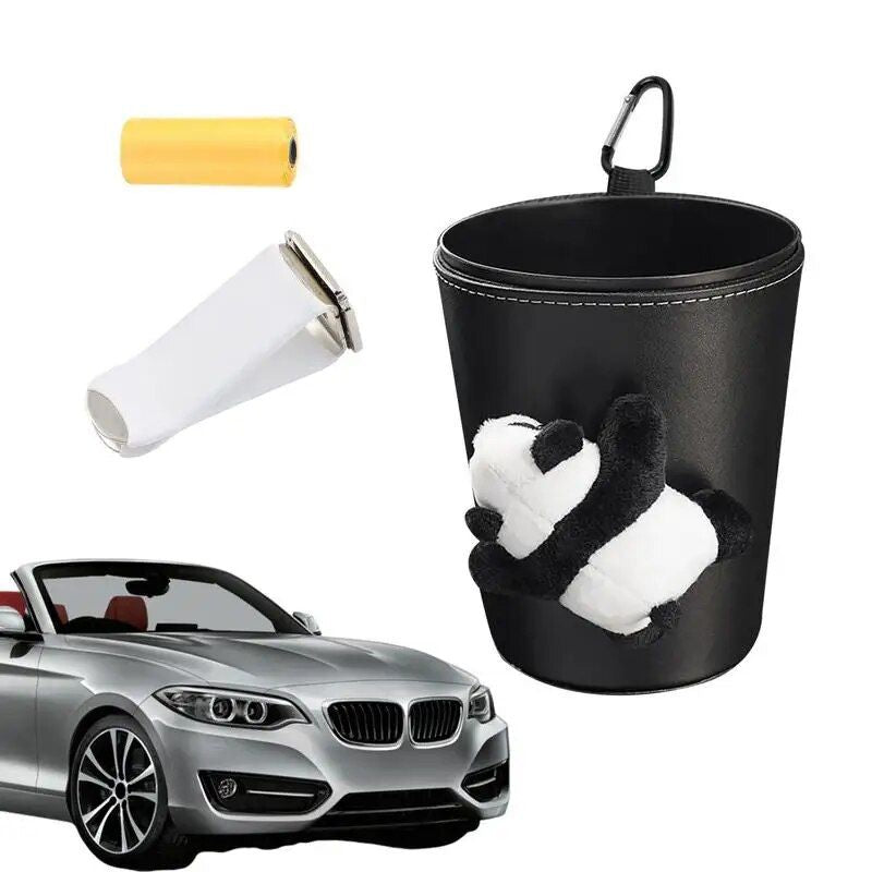 Compact Panda Car Trash Can & Organizer: Leak-Proof, Versatile, & Stylish