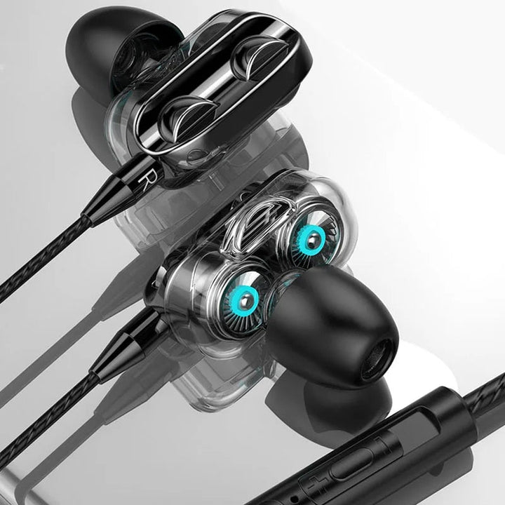 3.5mm HiFi Stereo Wired Earphones with Quad-Core Sound & In-line Mic